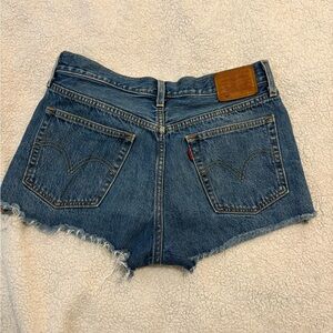 Levi's Blue Jean Shorts with Distressed Hem